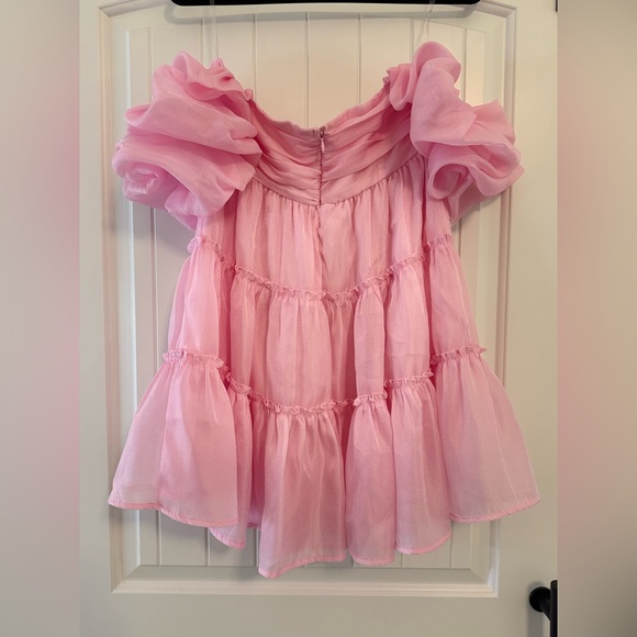 Pink Off-Shoulder Ruffle Dress - Picture 2 of 4